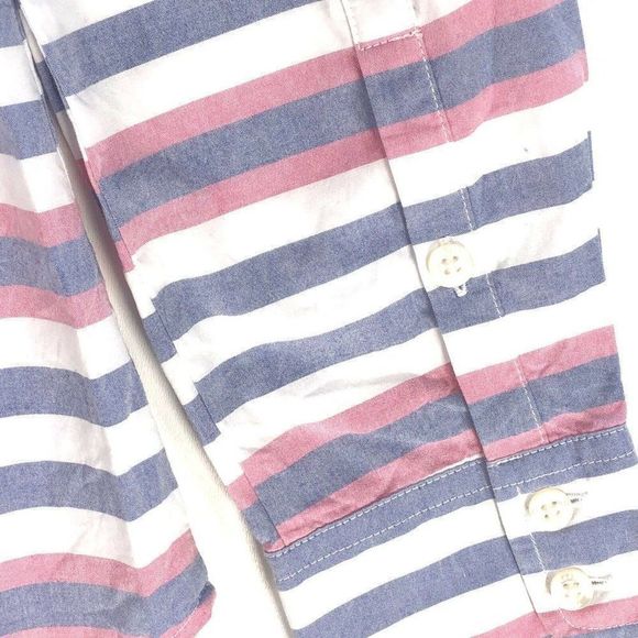 Vineyard Vines Button Up Popover Ladies 6 Blue Red Striped Cotton Long Sleeve - Picture 5 of 10
